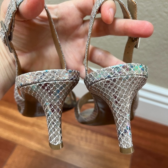 Naturalizer Iridescent Silver Metallic Snake Taimi Dress Sandals Heels Sz 8 - Picture 5 of 8